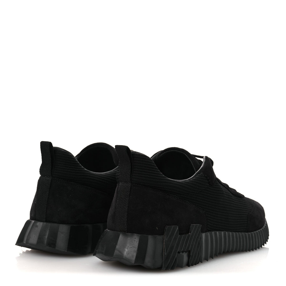 Technical Mesh Suede Goatskin Bouncing Sneakers 43 Black