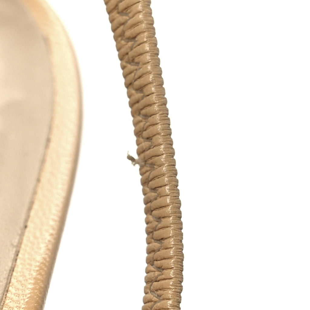 Goatskin Grosgrain Cap Toe CC Slingback Pumps 38.5 Beige Black