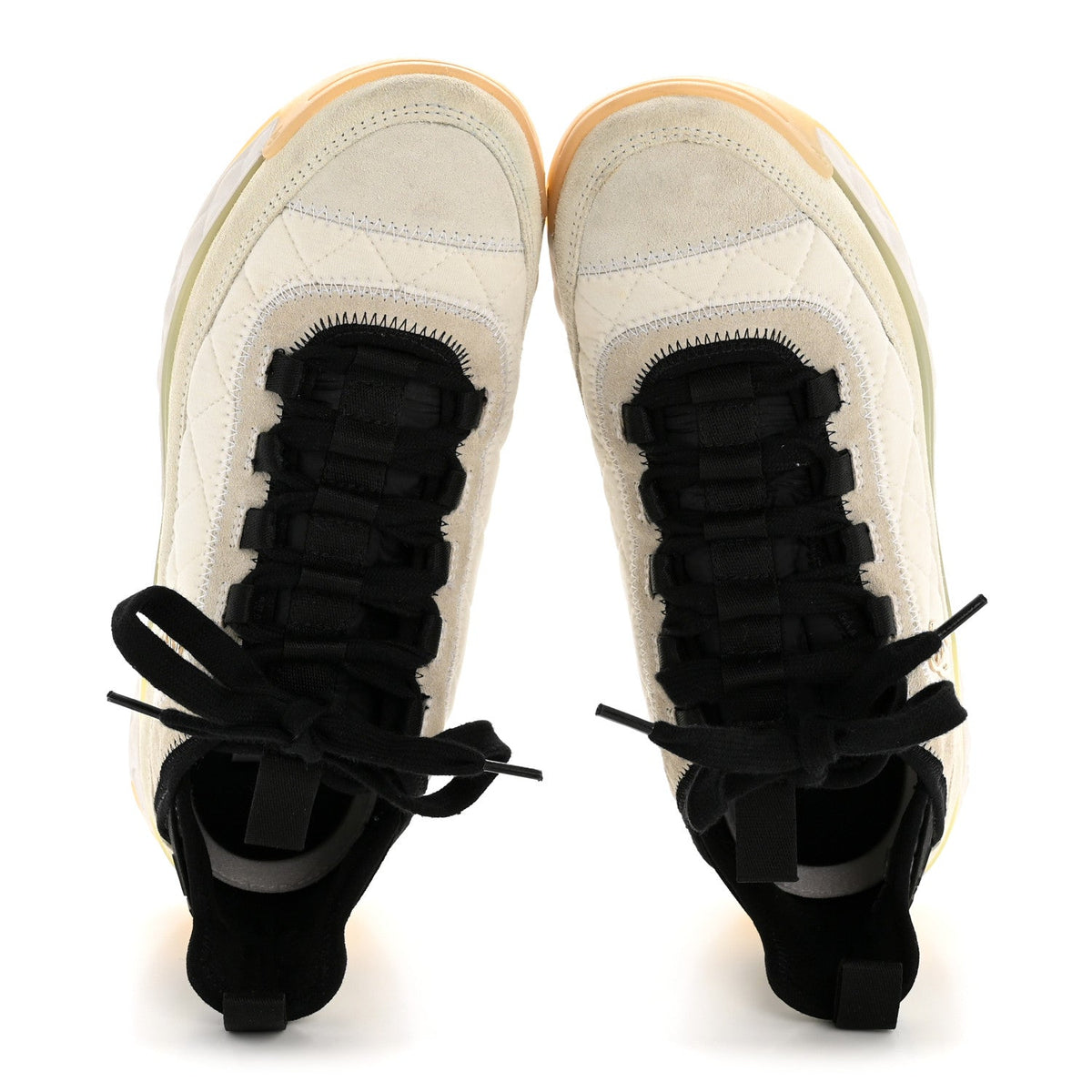 Fabric Suede Calfskin CC Sneakers 37.5 White Ivory