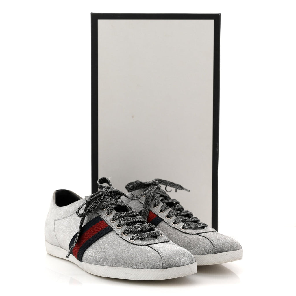 Glitter Fabric Studded Web Mens Sneakers 9 Silver