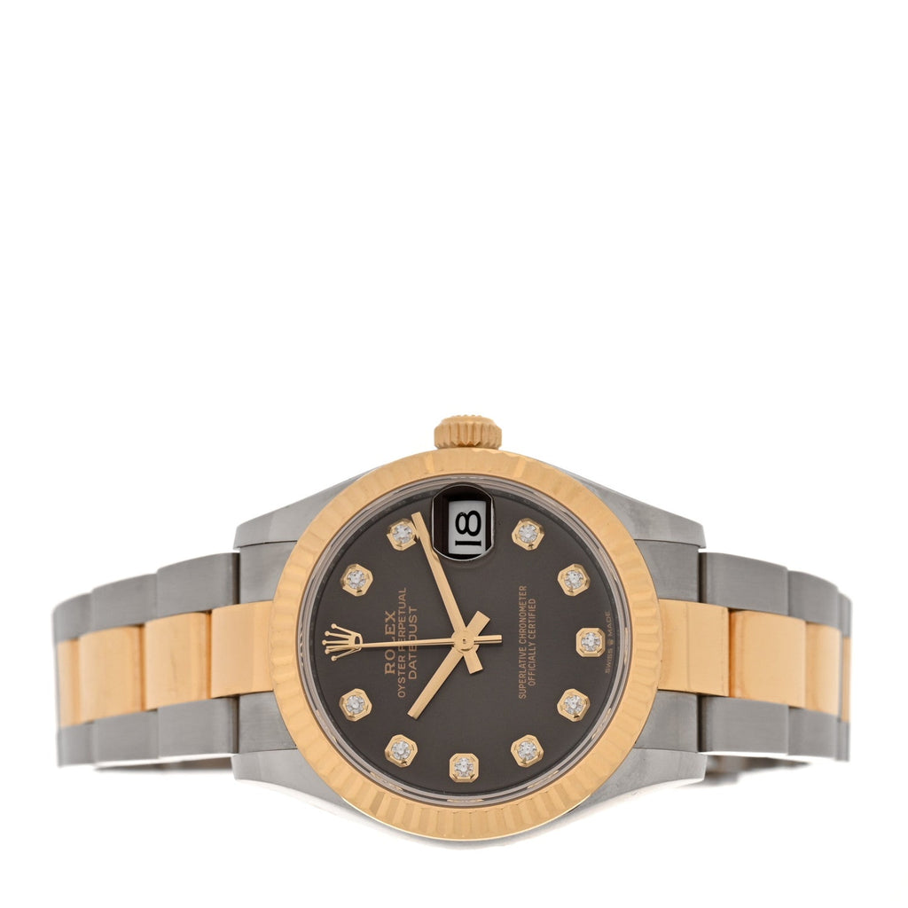 Stainless Steel 18K Yellow Gold Diamond 31mm Oyster Perpetual Datejust Watch Dark Grey 278273
