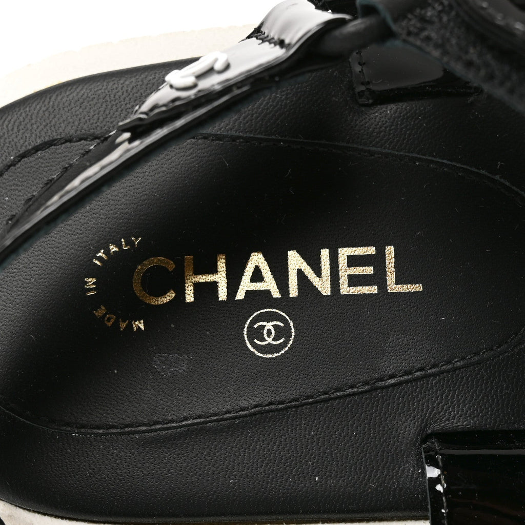 Patent CC Platform Sandals 36.5 Black