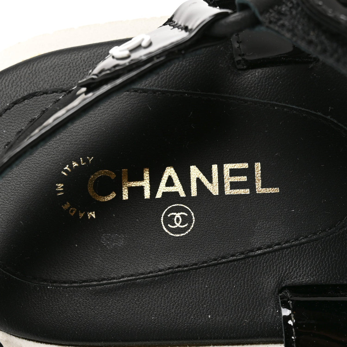 Patent CC Platform Sandals 36.5 Black