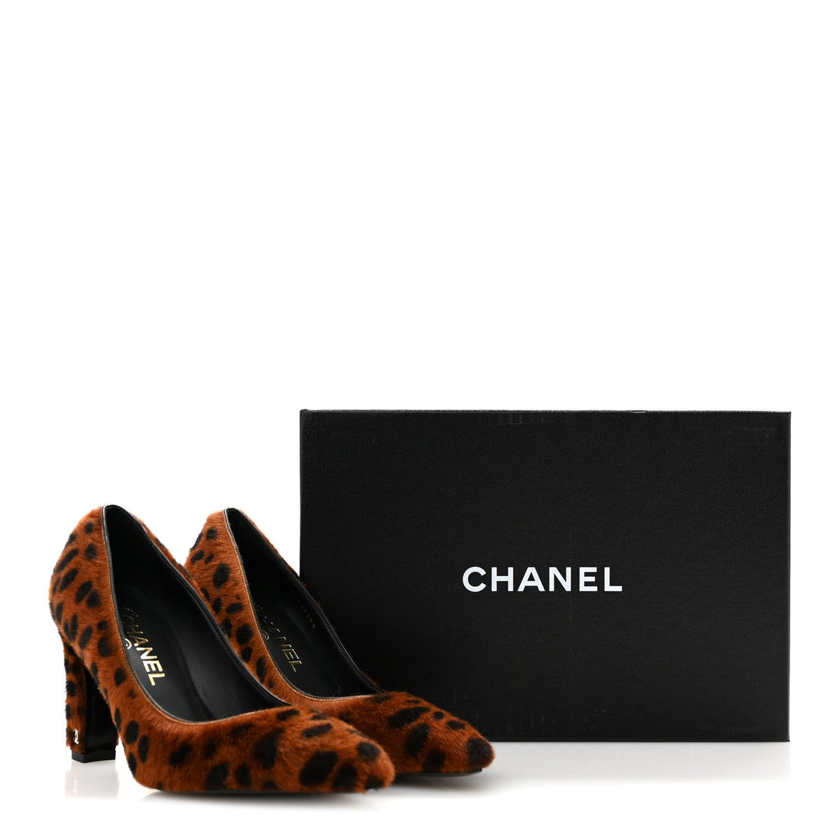 Pony Hair Lambskin Pumps 36.5 Brown Black