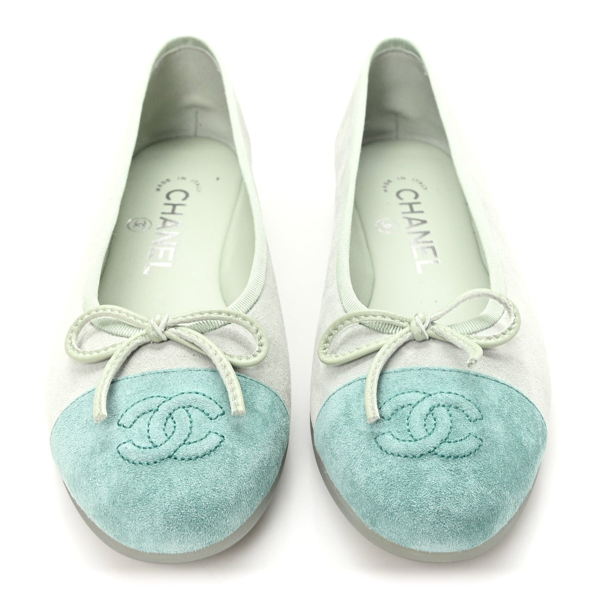 Suede Cap Toe CC Ballerina Flats 36 Light Green