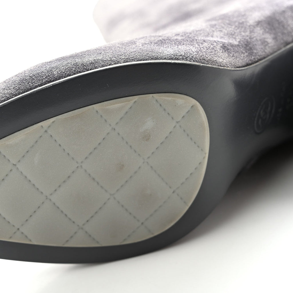 Suede Calfskin CC Short Boots 37.5 Grey
