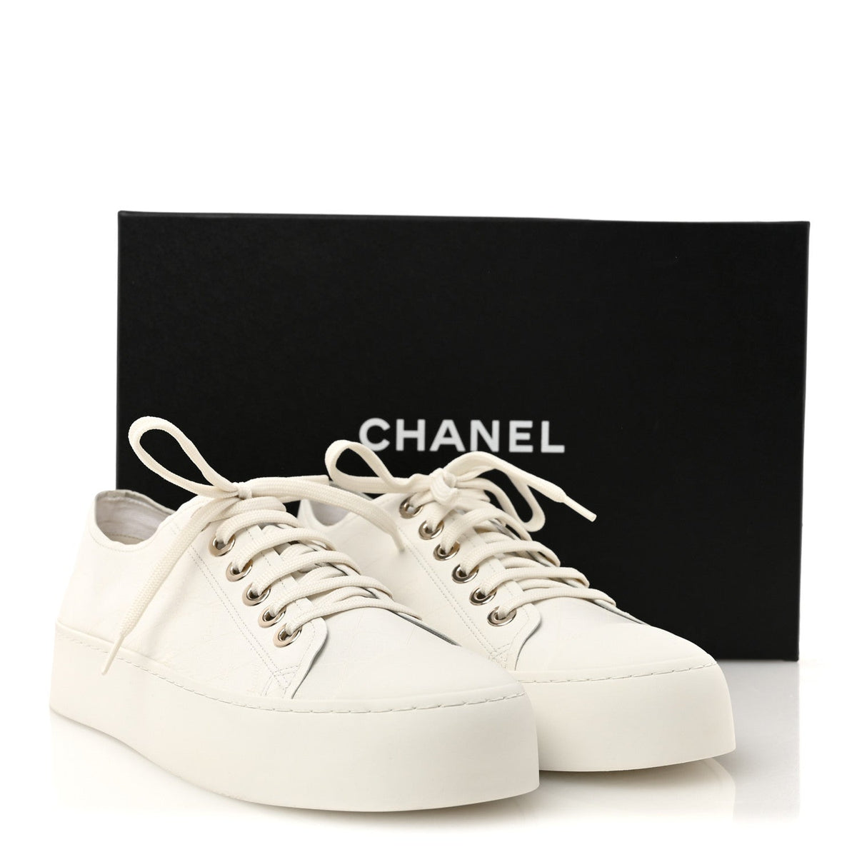 Lambskin Printed Logo Sneakers 40.5 White