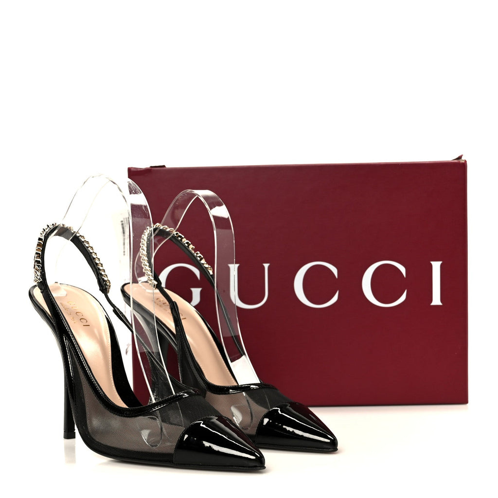 Tela Retino Patent Signoria 105mm Slingback Pumps 40 Black
