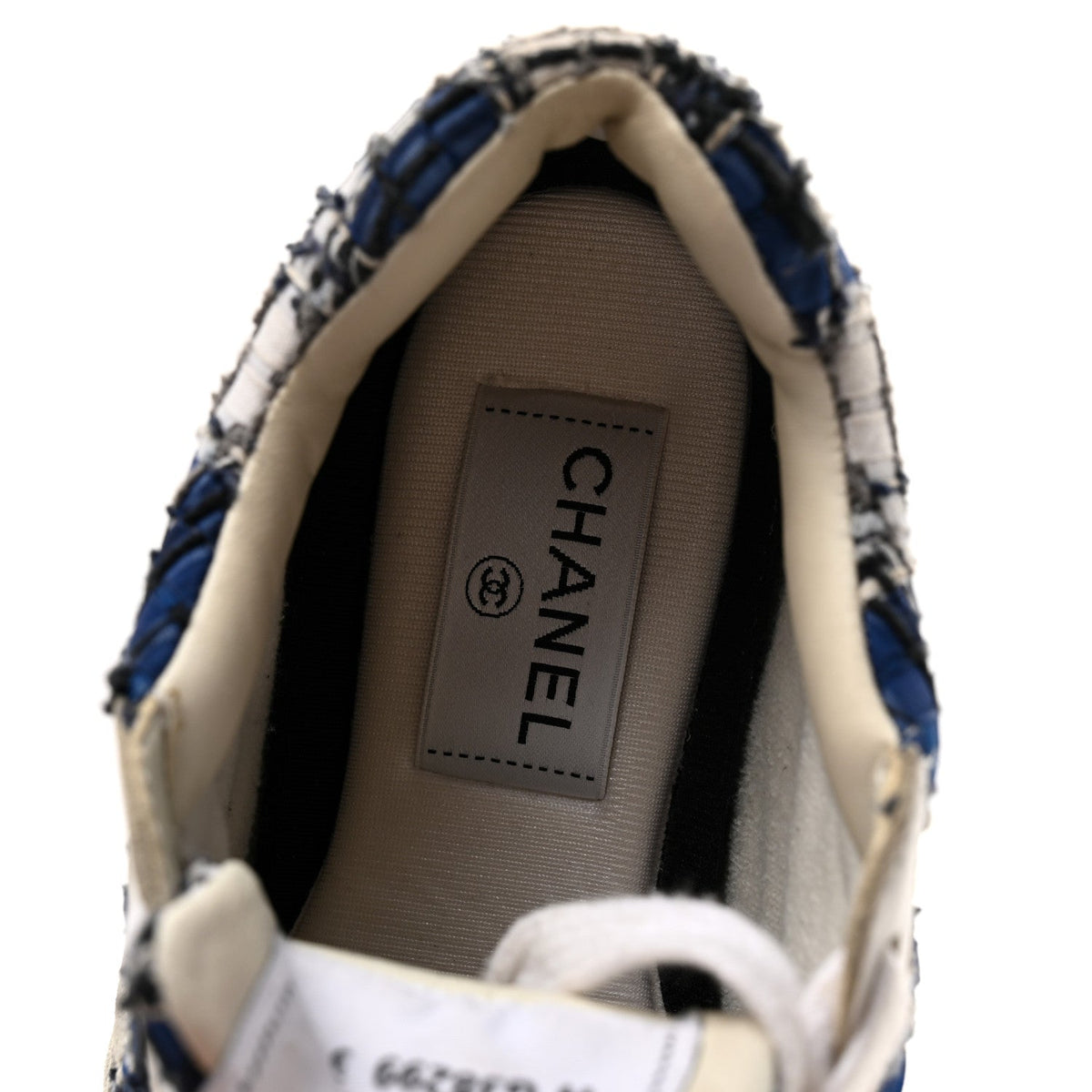 Tweed Suede Calfskin Womens CC Sneakers 37 Dark Blue Black Grey White