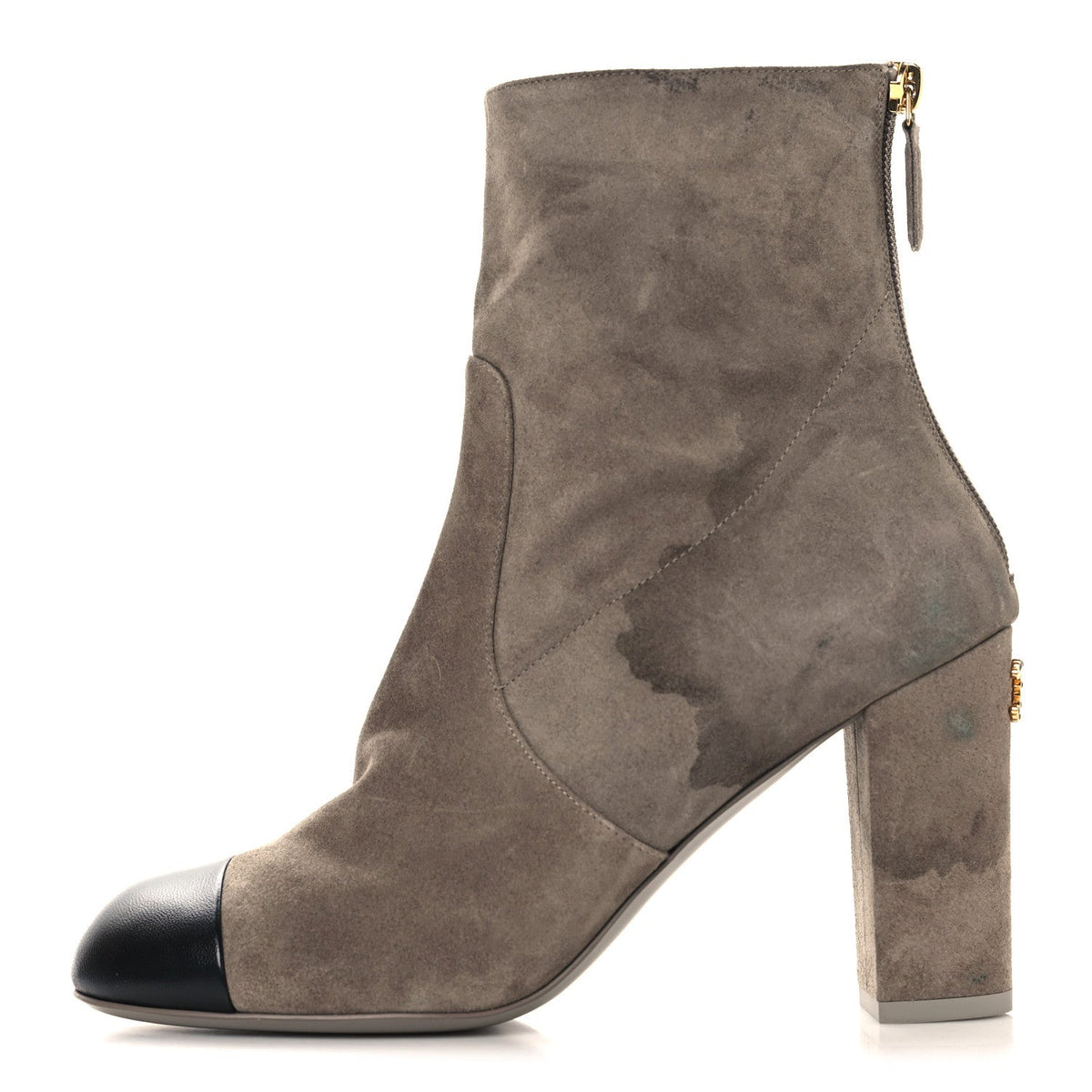 Suede Lambskin Cap Toe CC Boots 39 Beige Black