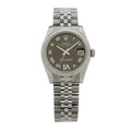 Stainless Steel 18K White Gold Diamond 31mm Oyster Perpetual Datejust Watch Dark Grey Roman 178274