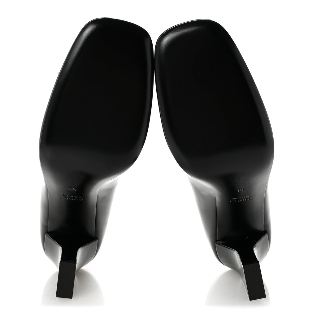 Shiny Calfskin Horsebit Signora 85mm Pumps 39 Black