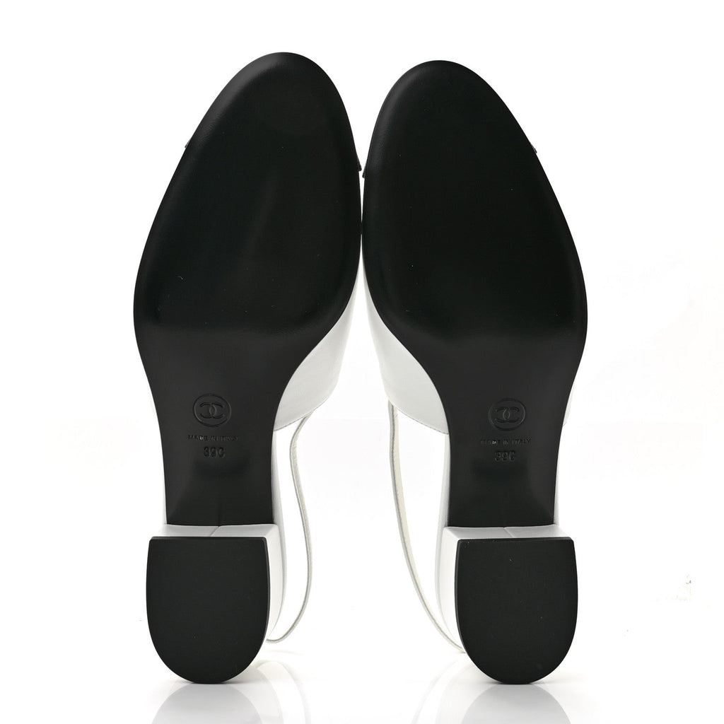 Goatskin Grosgrain Cap Toe CC Slingback Pumps 39 Black