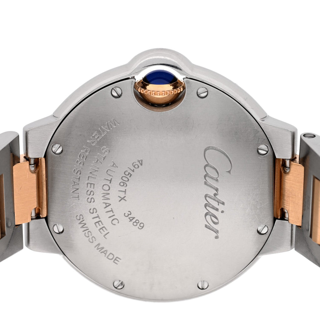 Stainless Steel 18K Pink Gold Diamond 33mm Ballon Bleu De Cartier Automatic Watch