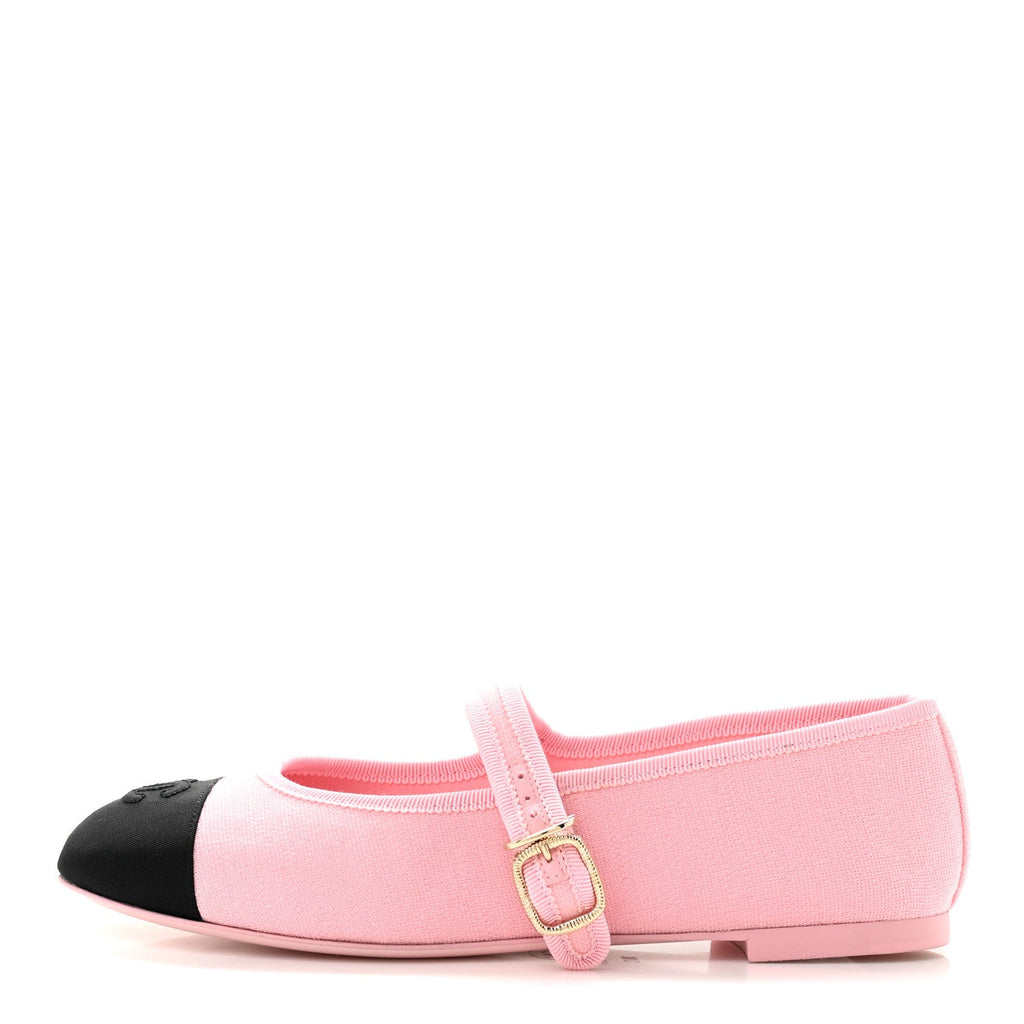 Fabric Grosgrain Mary Jane Flats 38 Light Pink Black