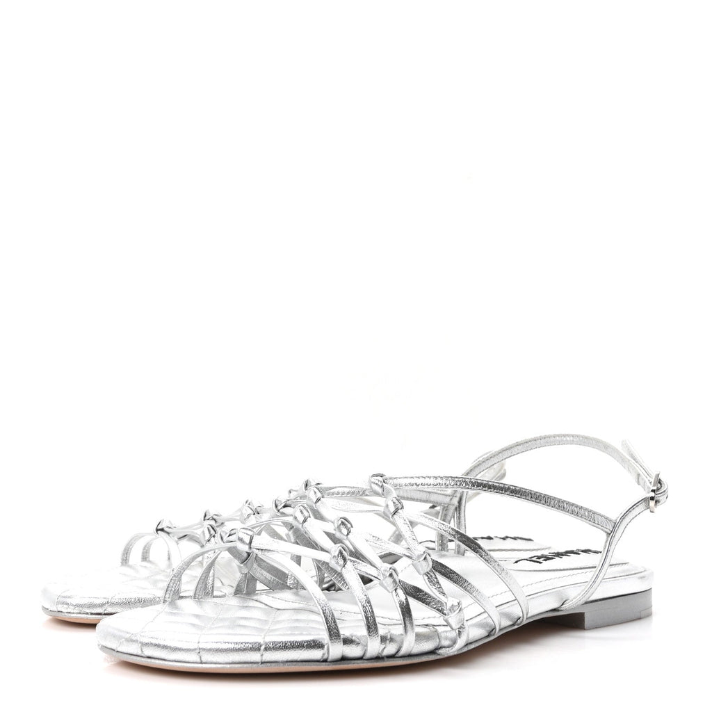 Laminated Lambskin CC Sandals 36.5 Silver