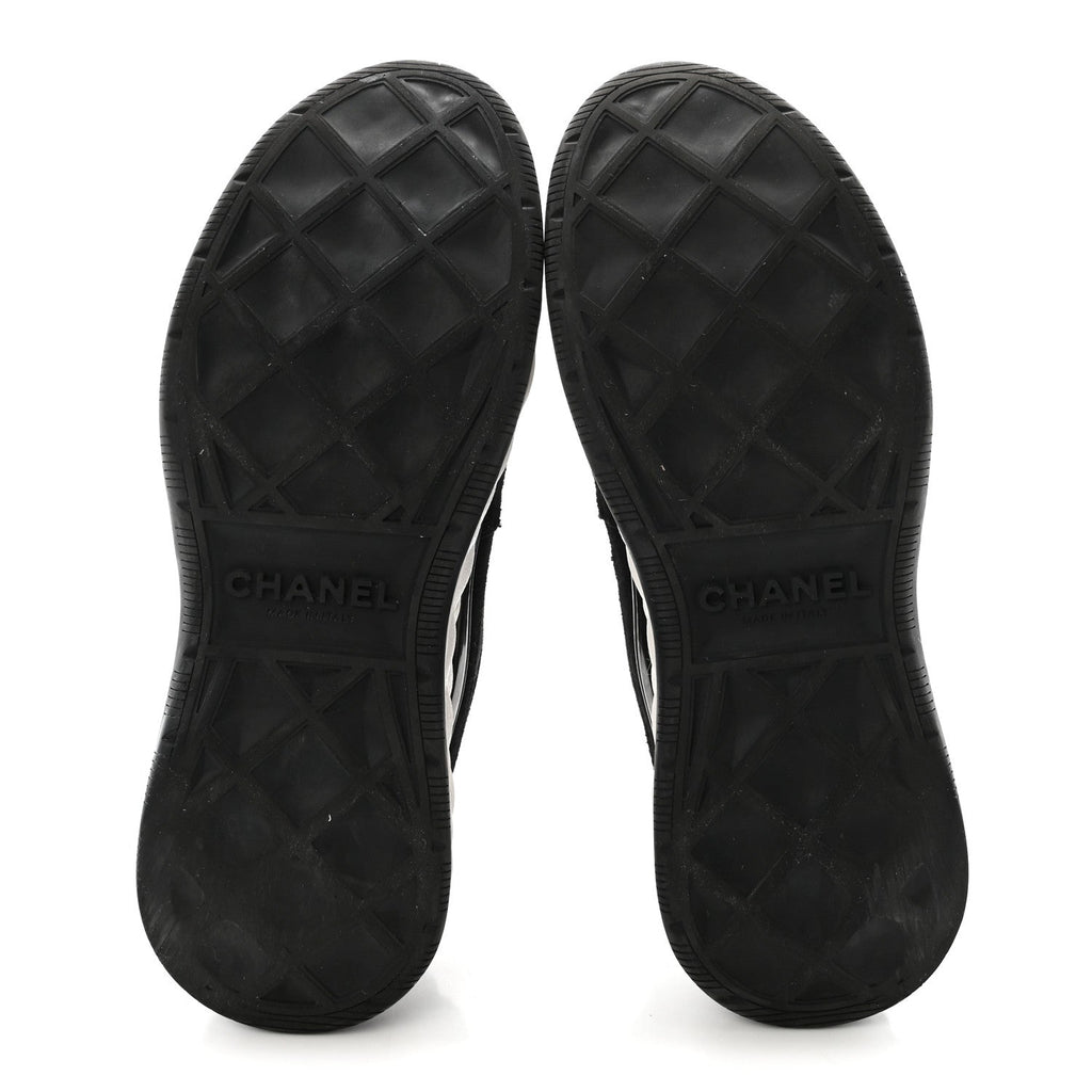 Suede Calfskin Nylon Grosgrain CC Sneakers 37 Black