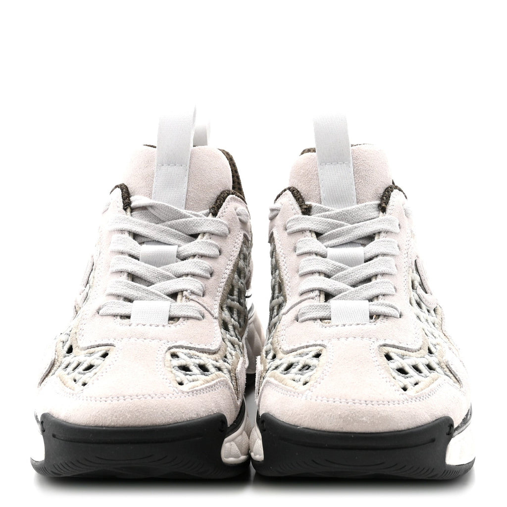 Suede Calfskin Embroidered CC Sneakers 35.5 Ecru Light Gray