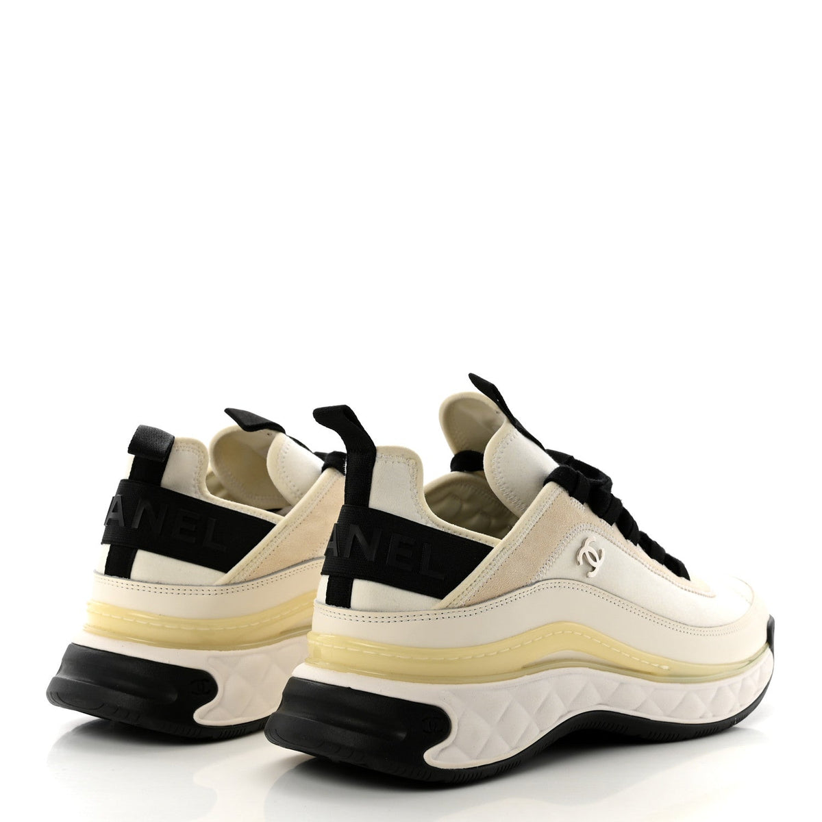 Velvet Calfskin Mixed Fibers Mens CC Sneakers 43 Ivory Black