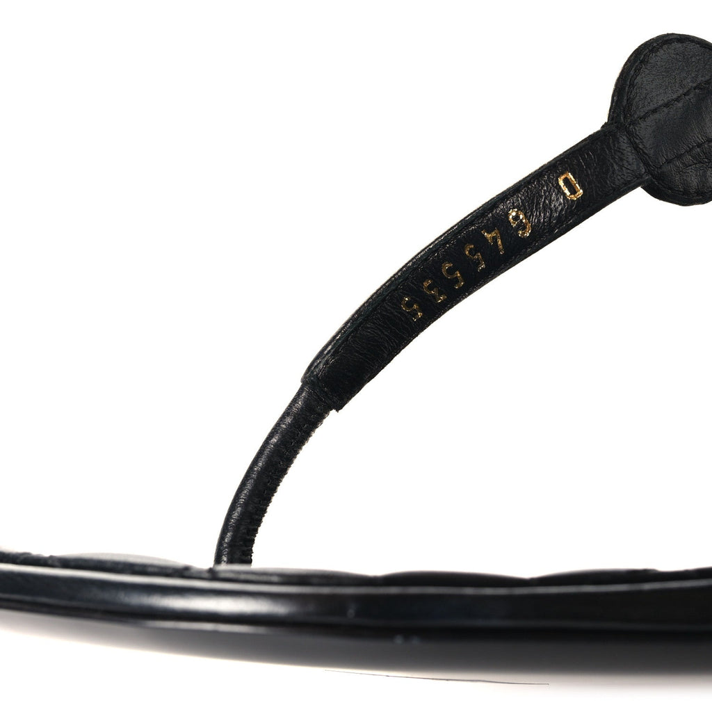 Lambskin Grosgrain Camellia Thong Sandals 37 Black