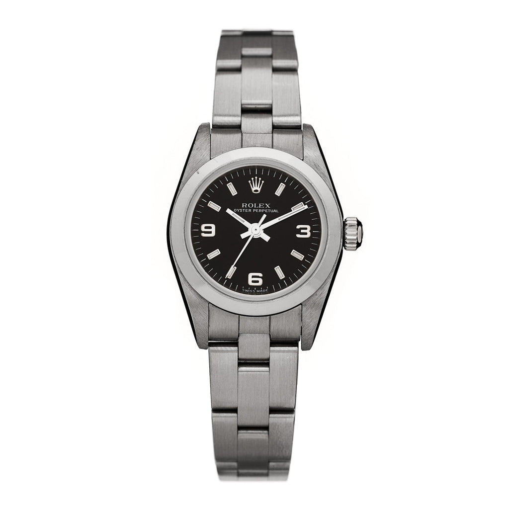 Stainless Steel 24mm Oyster Perpetual Watch Black 76080