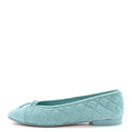 Suede Calfskin Quilted Cap Toe CC Ballerina Flats 41 Light Blue