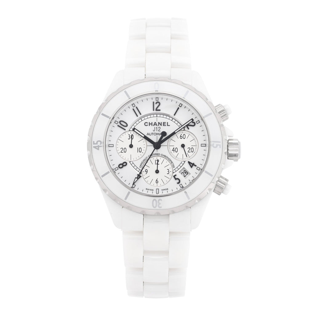 Stainless Steel Ceramic 41mm J12 Chronograph Automatic Watch White