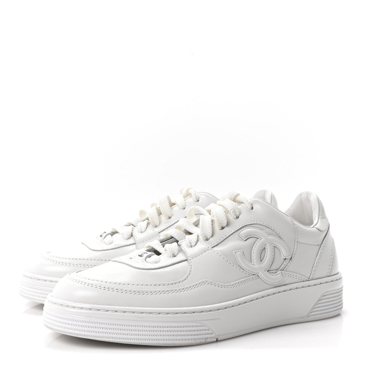 Calfskin Womens CC Sneakers 37.5 White