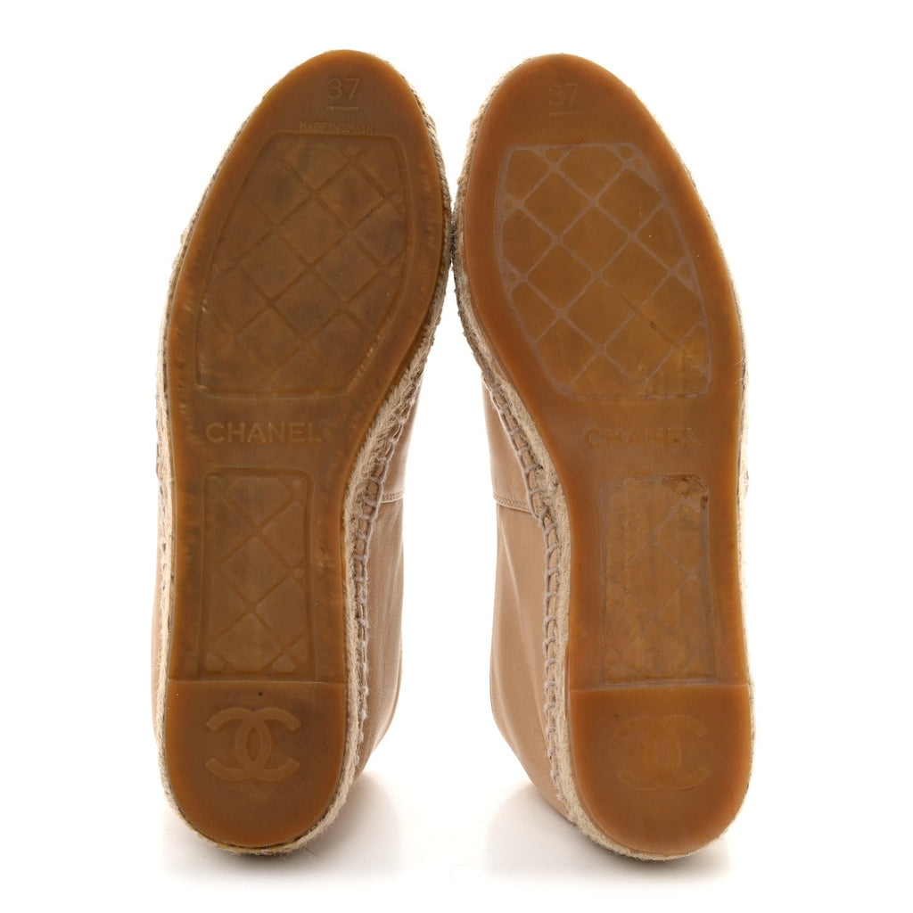 Lambskin CC Espadrilles 37 Beige Black