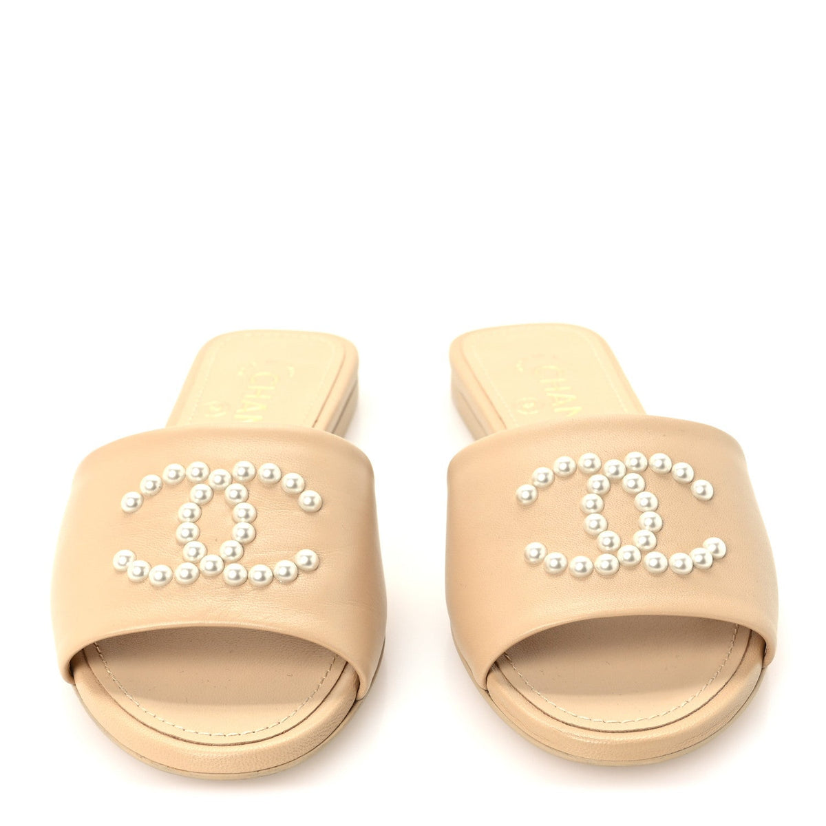 Lambskin Pearl CC Sandals 36 Beige