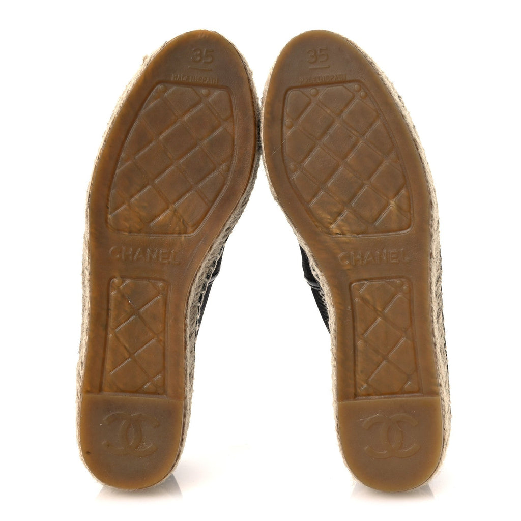Mesh Grosgrain CC Espadrilles 35 Black