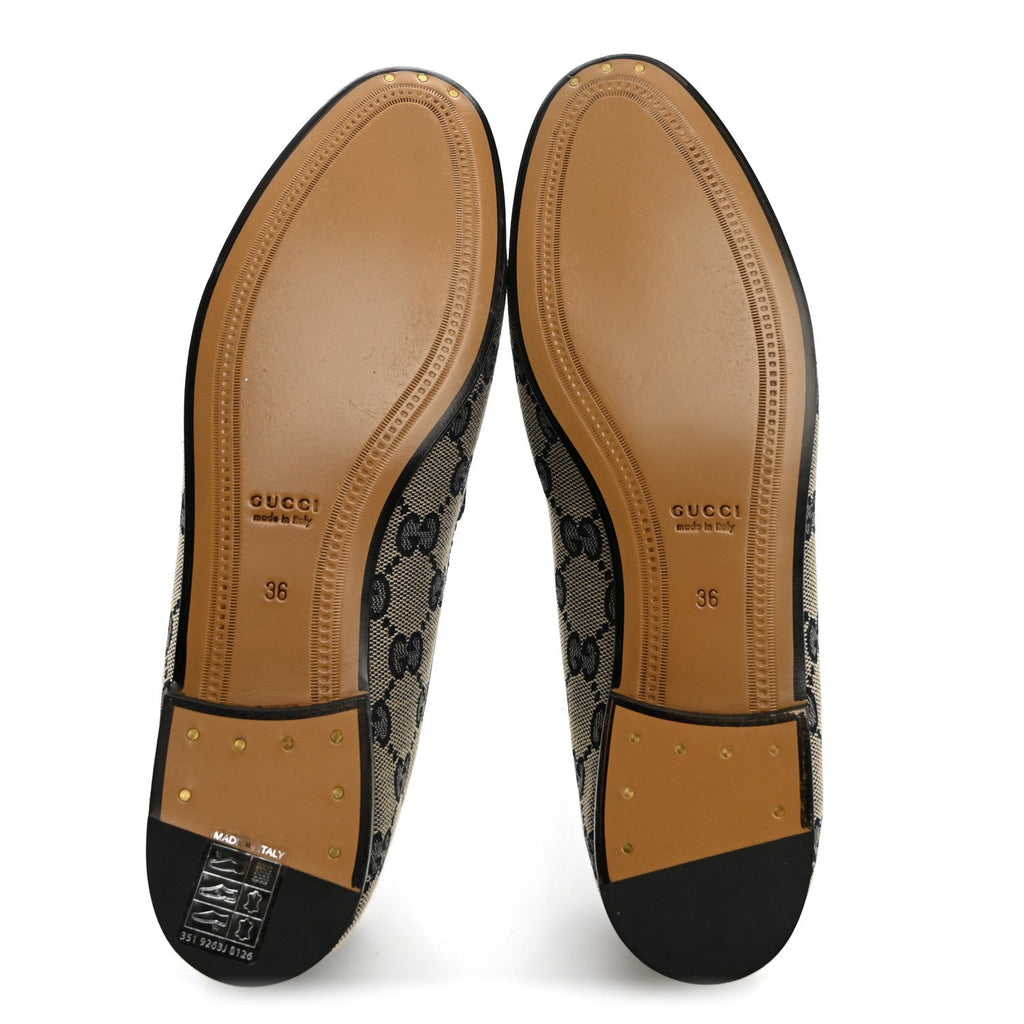 Monogram Malaga Kid Horsebit Womens Jordaan Loafers 36 Beige Blue 36 Beige Blue