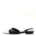 Iridescent Lambskin Cap Toe CC Slingback Flats 37 Black White
