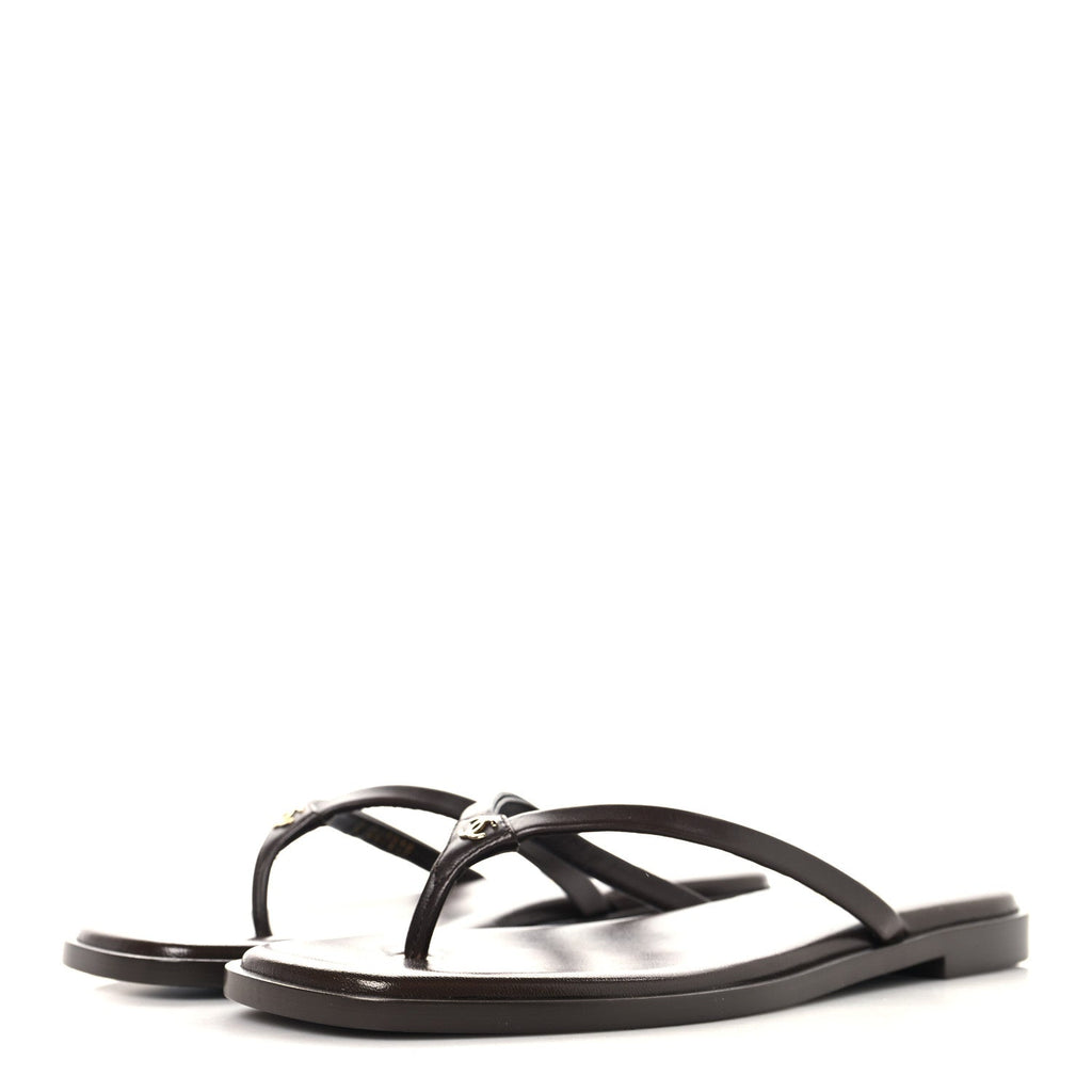 Goatskin CC Times Square Thong Sandals  37.5 Brown