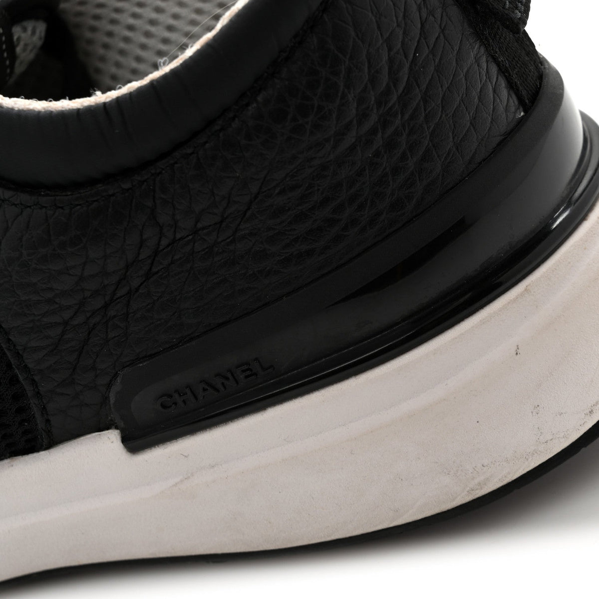 Calfskin Mesh Lycra Suede Womens Logo Sneakers 38.5 Black