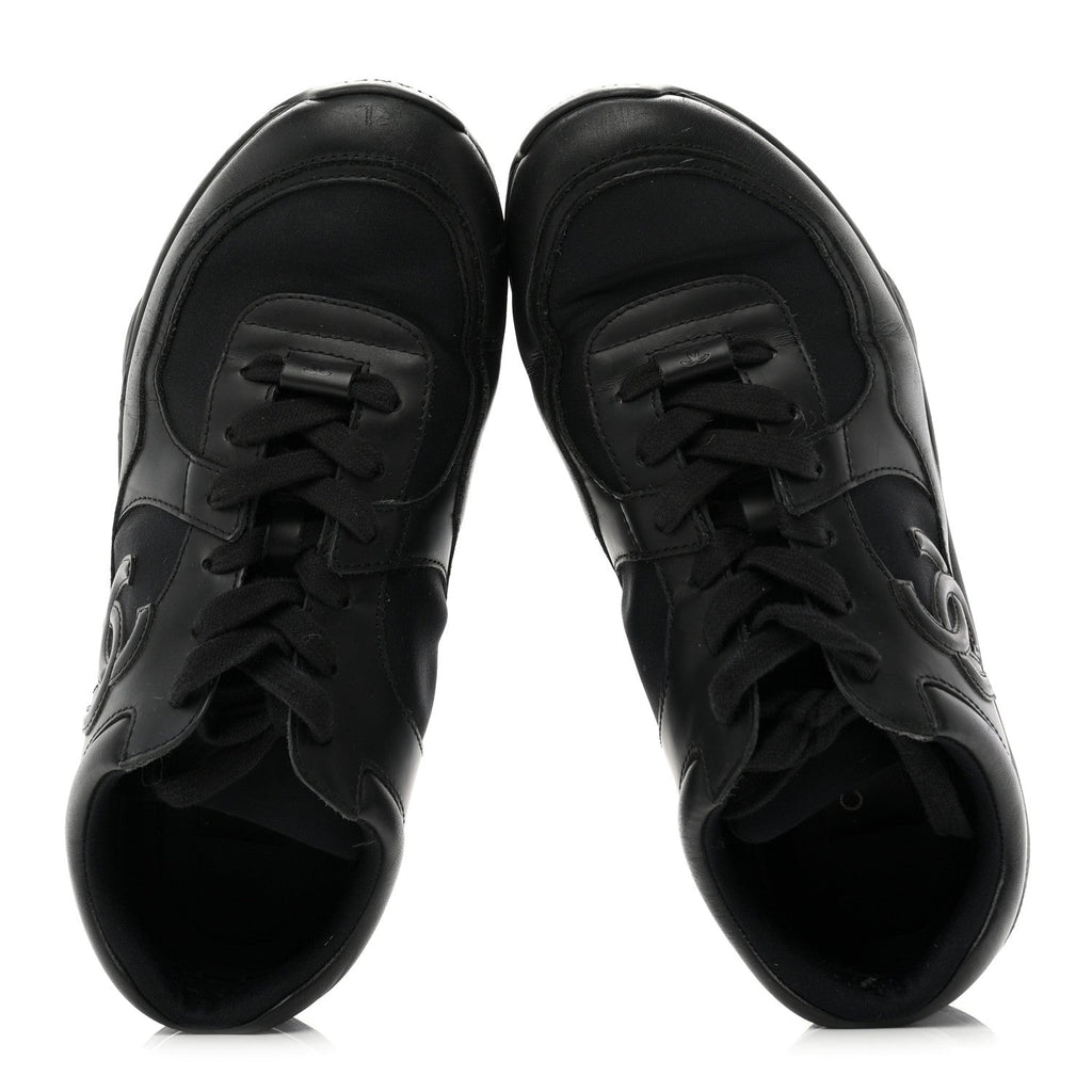 Lambskin Fabric CC Uniform Sneakers 39 Black