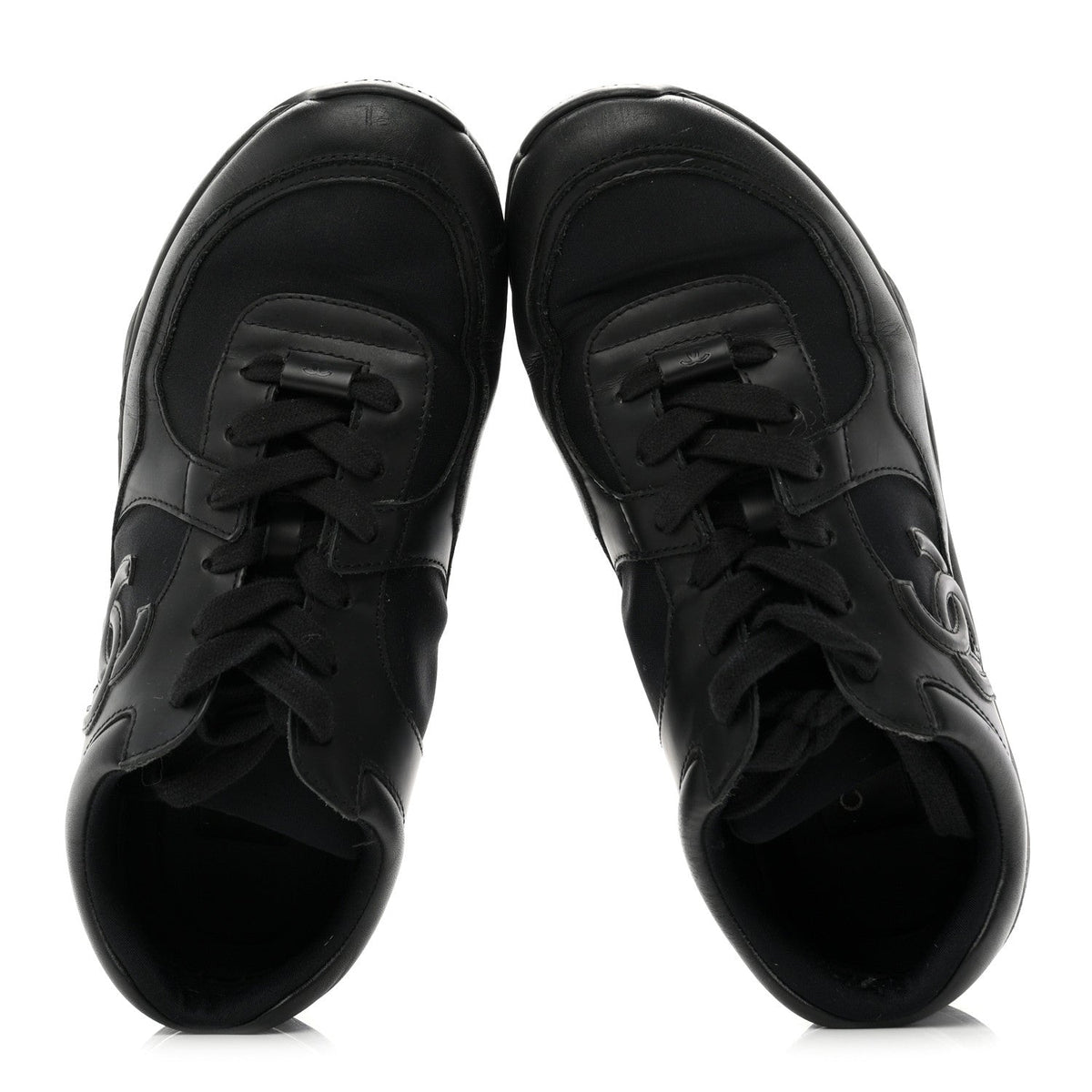 Lambskin Fabric CC Uniform Sneakers 39 Black