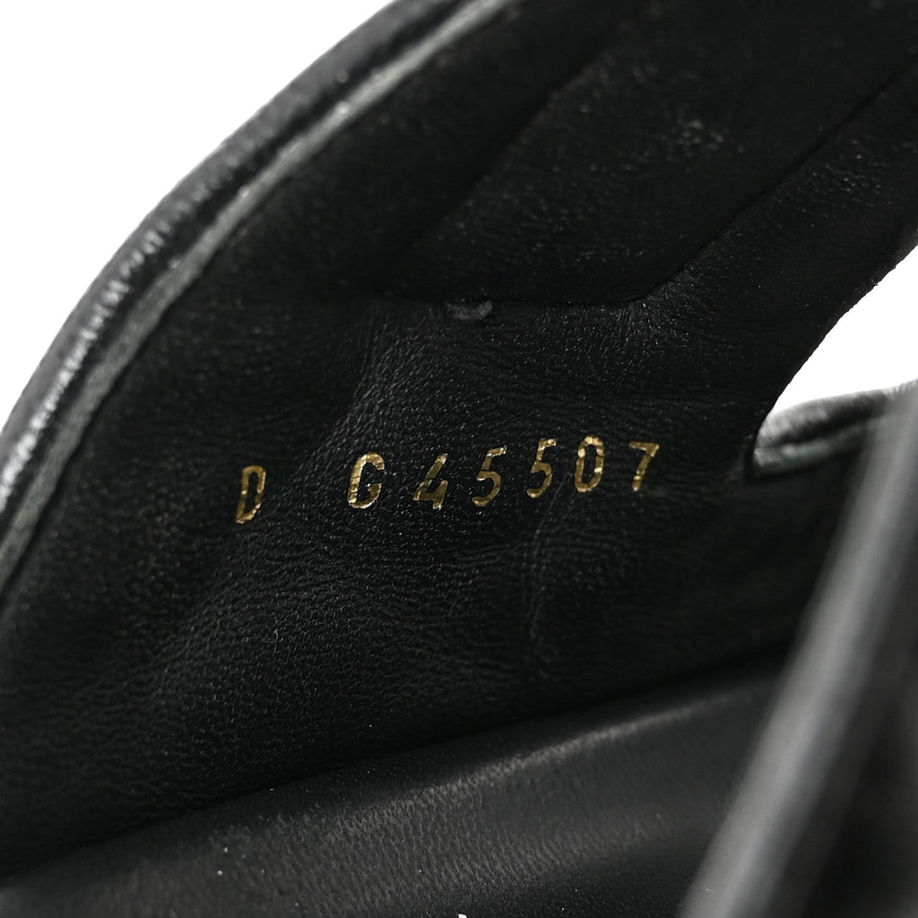Lambskin Quilted Velcro Dad Chain CC Slide Sandals 36 Black