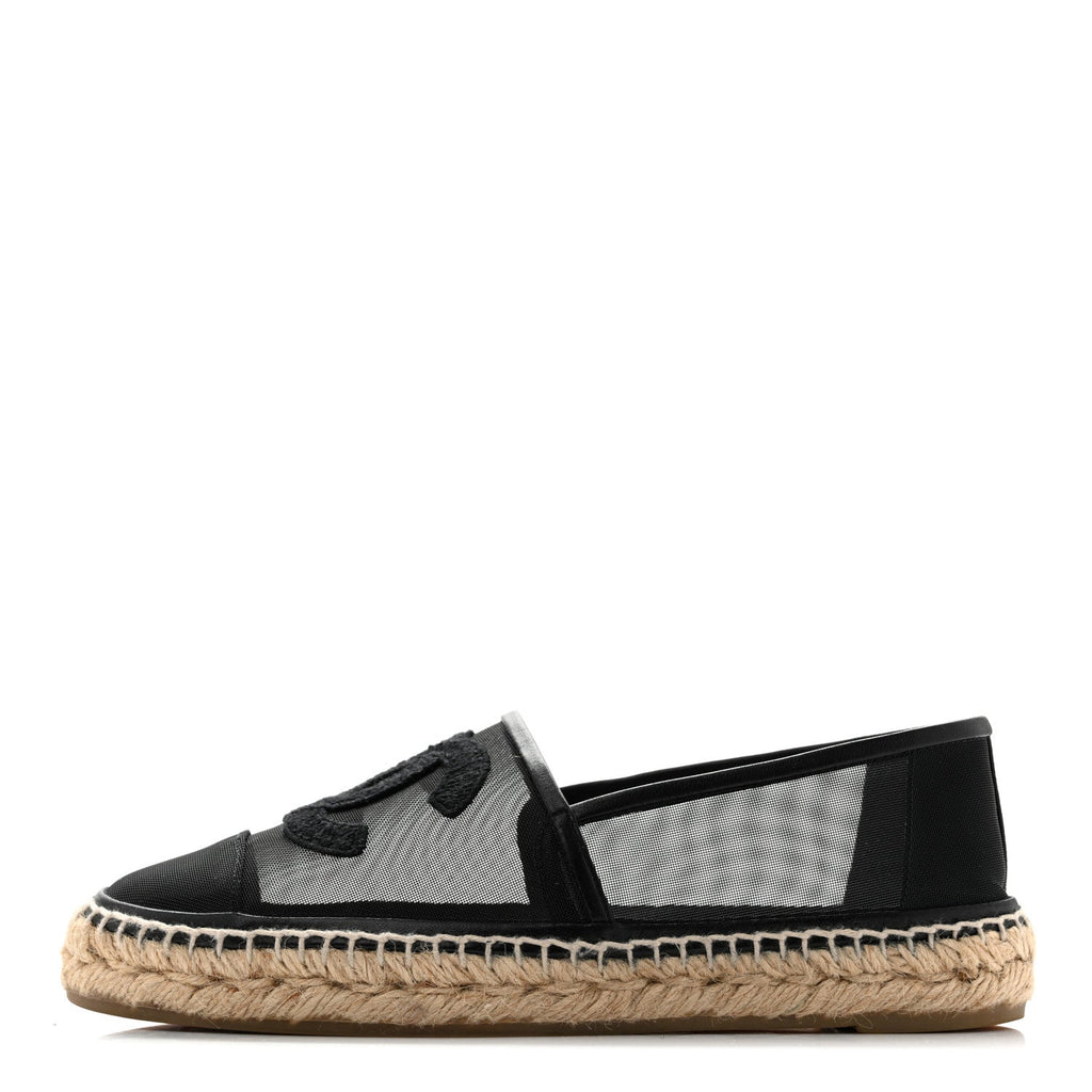 Mesh Grosgrain CC Espadrilles 38 Black