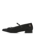 Suede Kidskin Lambskin Patent Calfskin Cap Toe CC Mary Jane Flats 39.5 Black