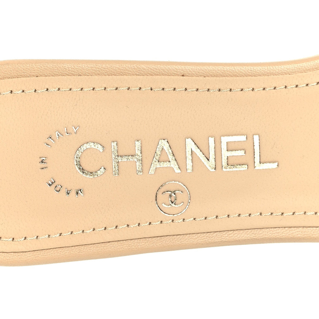 Lambskin Pearl CC Sandals 36 Beige