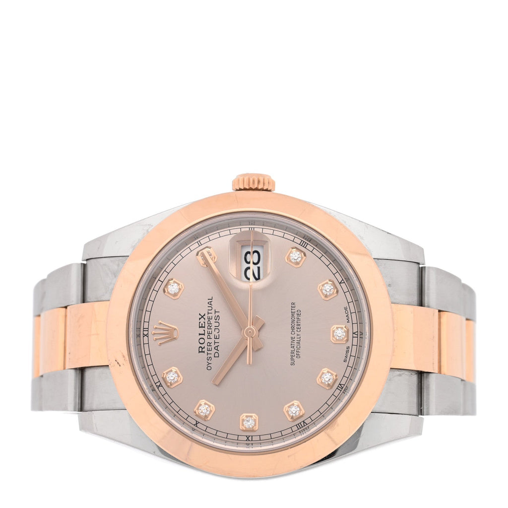 Stainless Steel 18K Everose Gold Diamond 41mm Oyster Perpetual Datejust Watch Sundust 126301