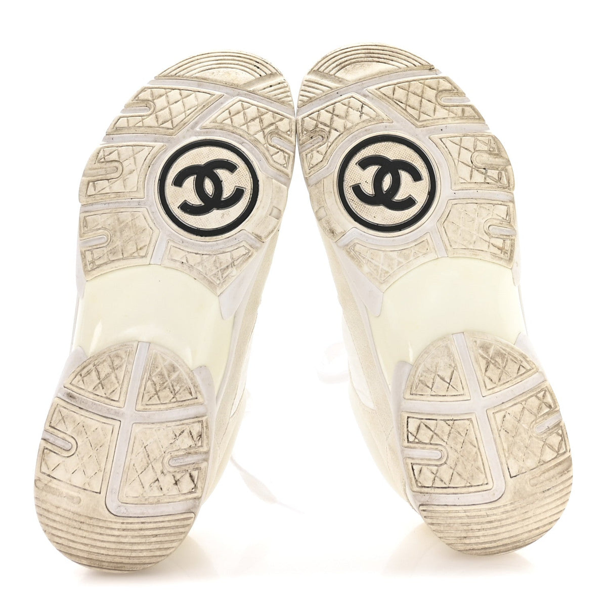 Suede Calfskin Fabric CC Sneakers 36 White