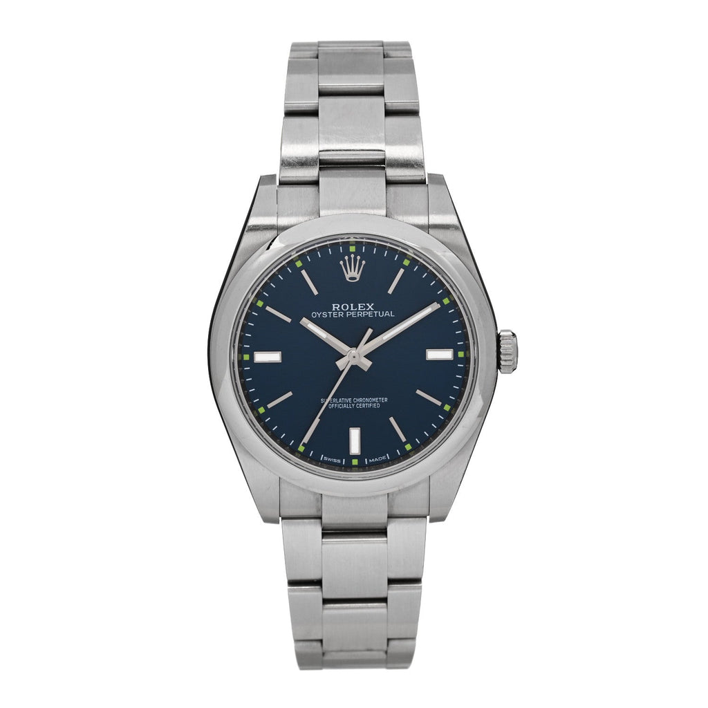 Stainless Steel 39mm Oyster Perpetual Watch Blue 114300