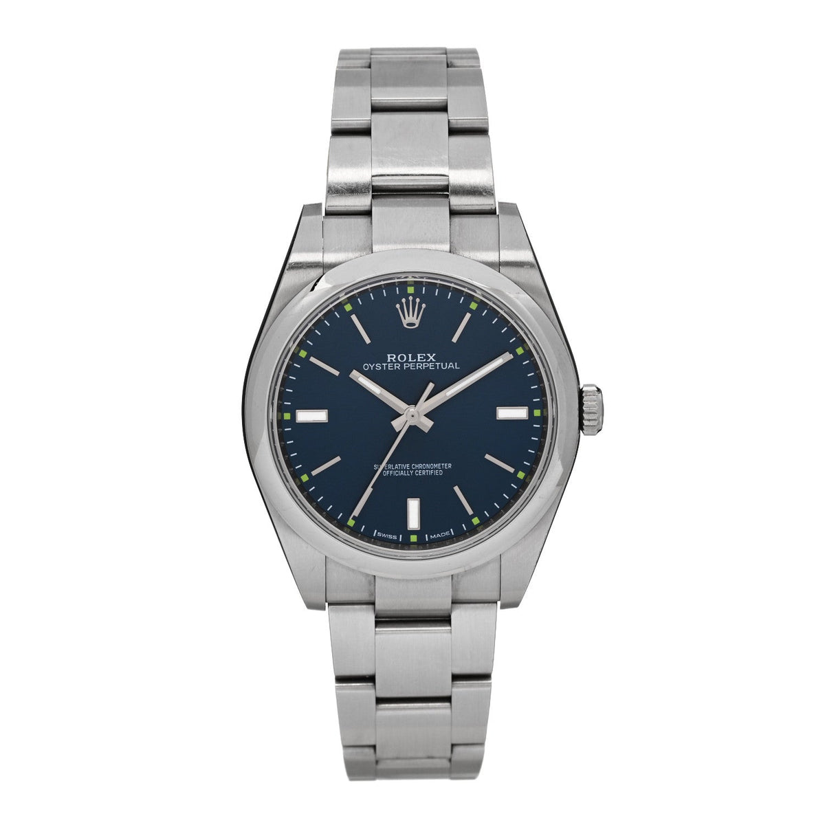Stainless Steel 39mm Oyster Perpetual Watch Blue 114300