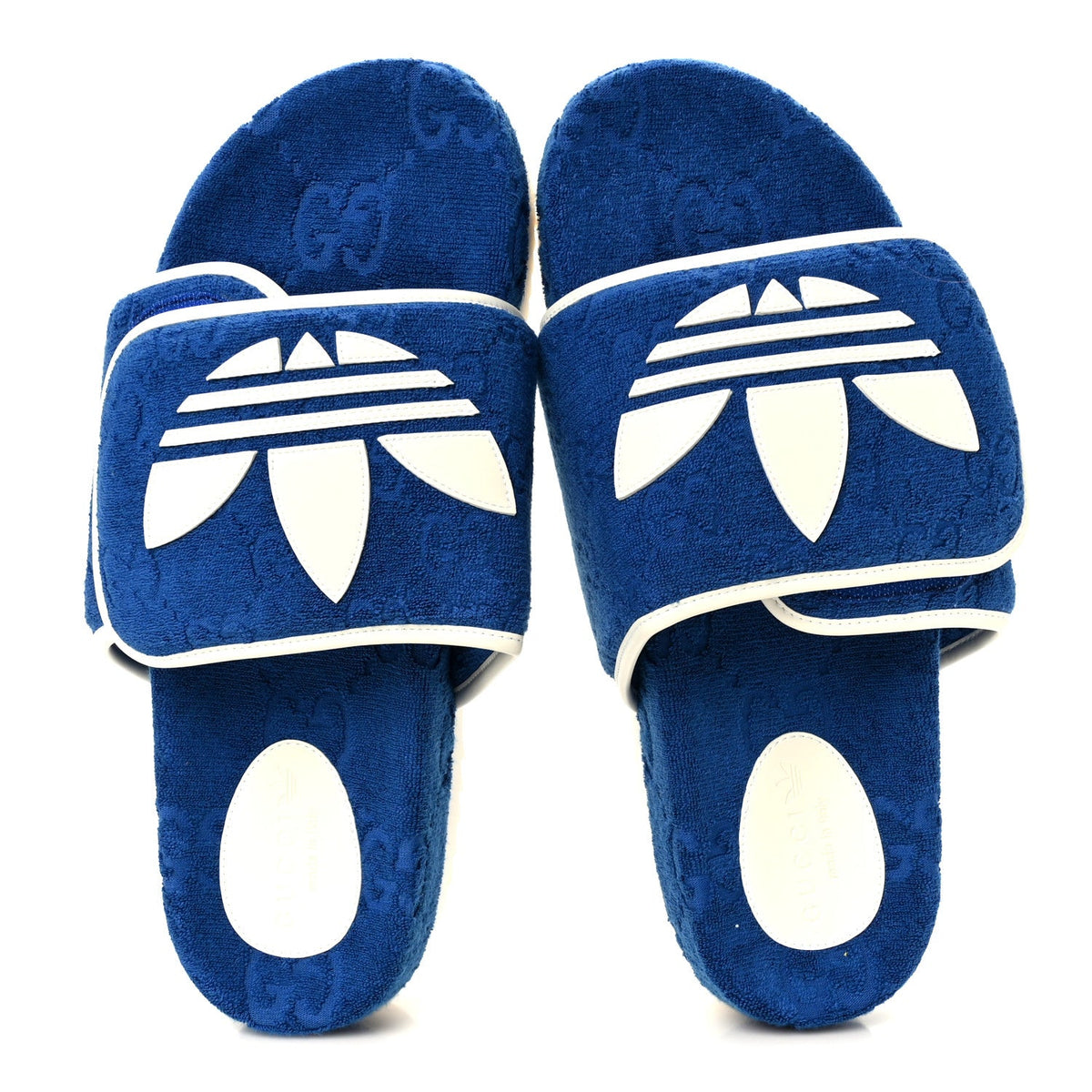 X ADIDAS Terry Cloth GG Monogram Mens Platform Sandals 11 Oriental Blue Mystic White