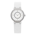 Stainless Steel Rubber Diamond 28mm Tambour Slim Quartz Watch White