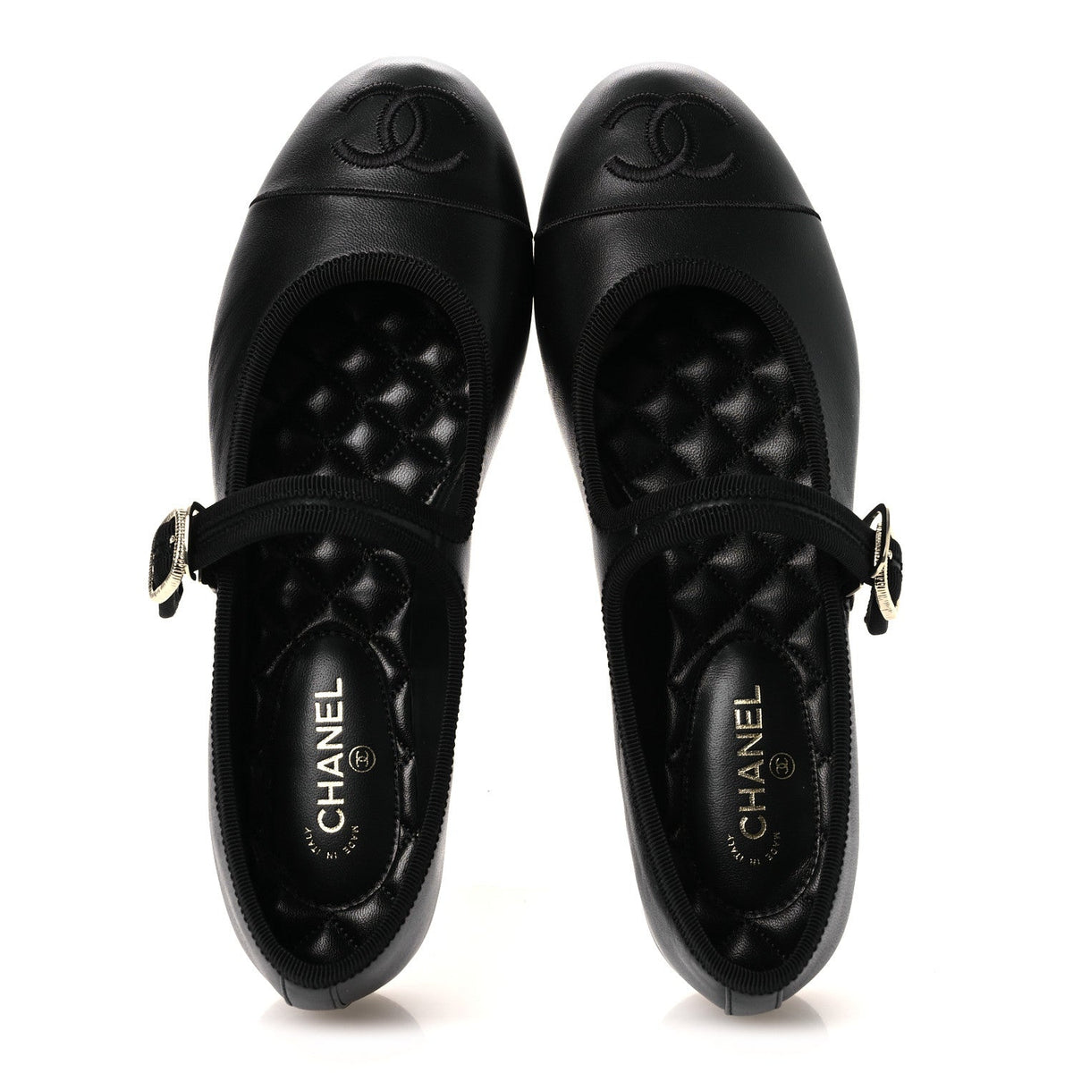 Lambskin Mary Jane Flats 37.5 Black