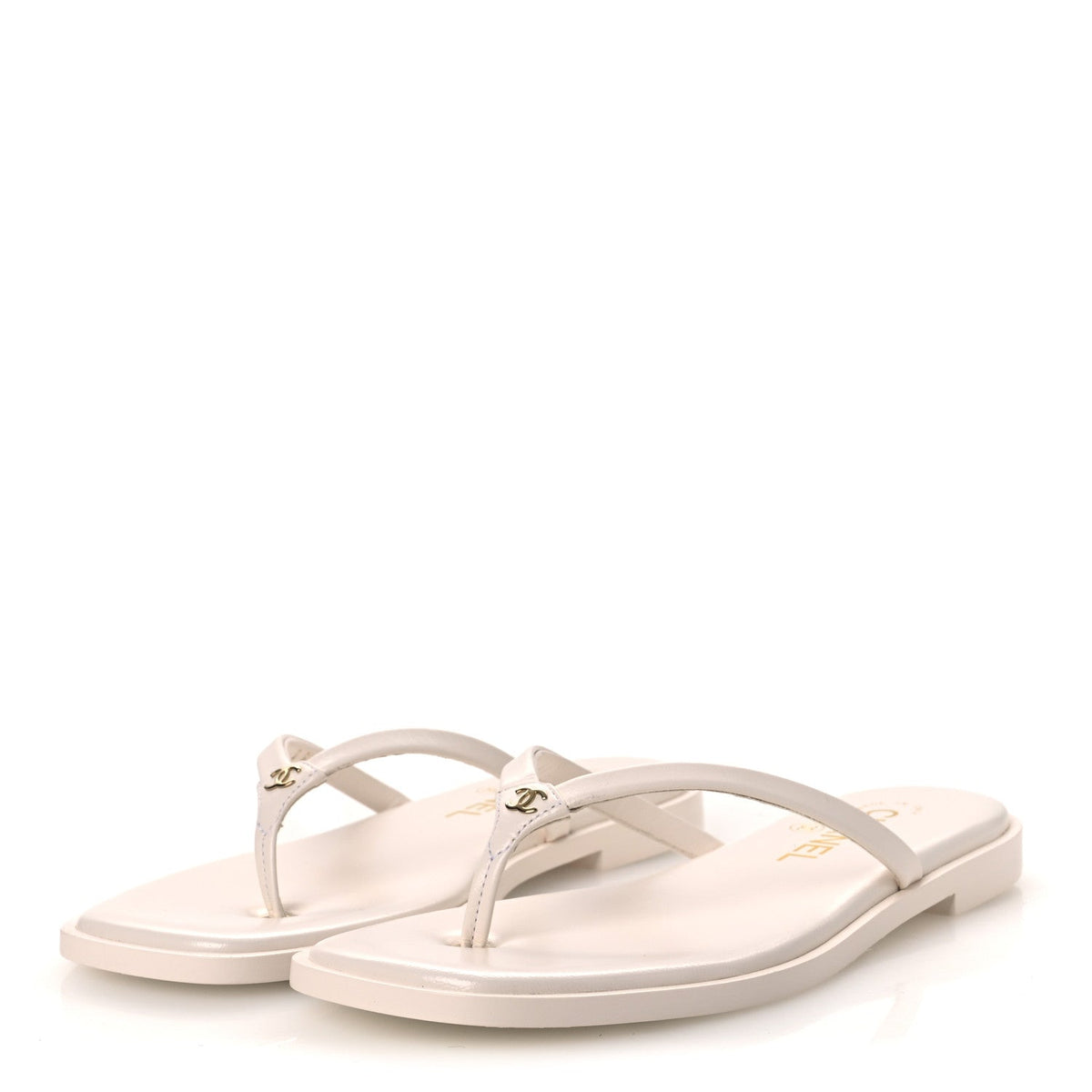 Goatskin CC Times Square Thong Sandals 37 Beige
