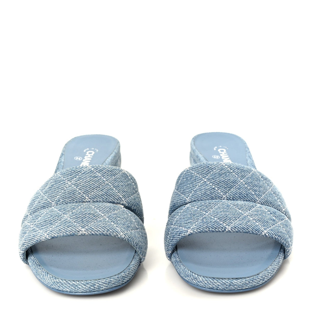 Denim Quilted Mules 38 Blue 37.5 Blue